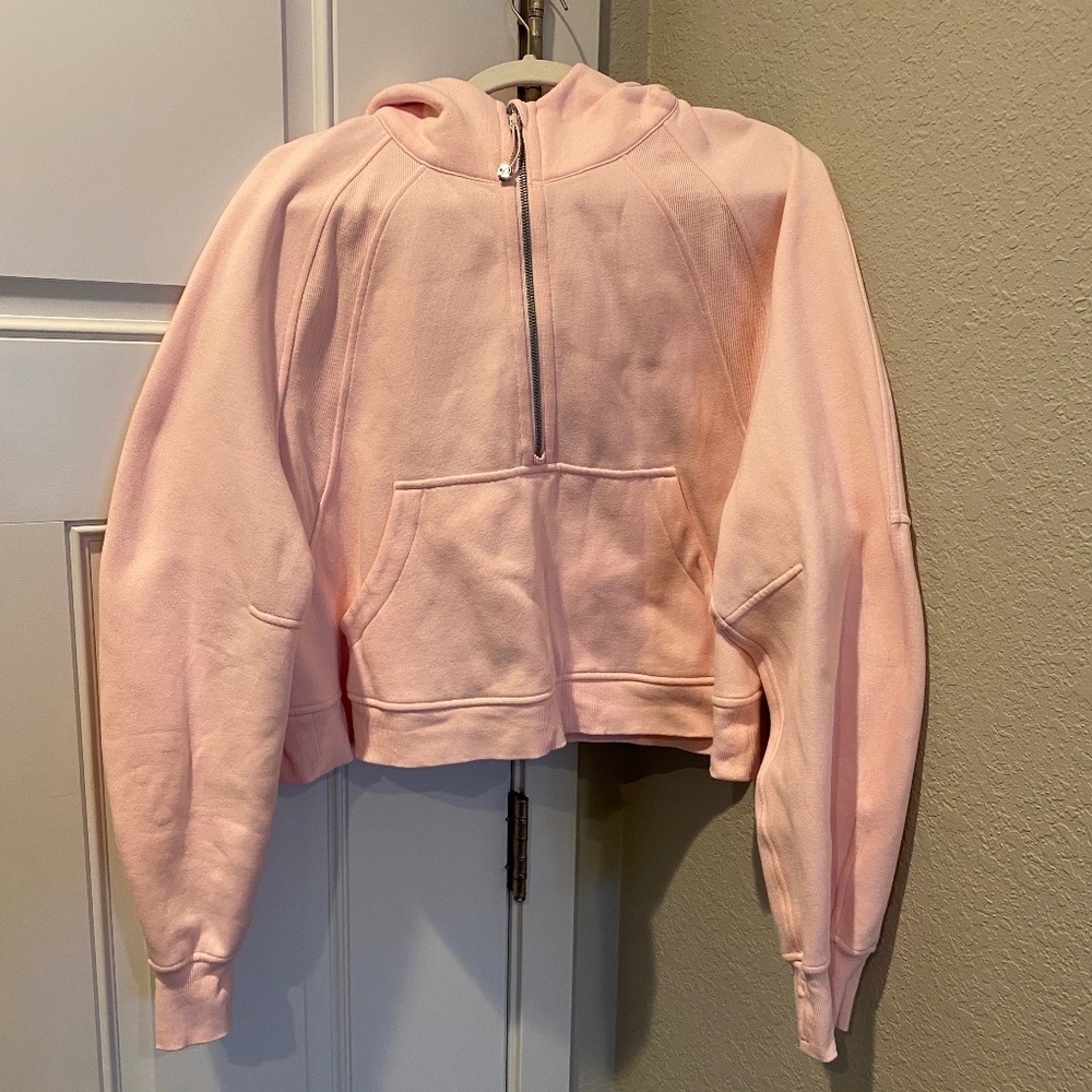 Lululemon Crop hooded  half zip in pink
